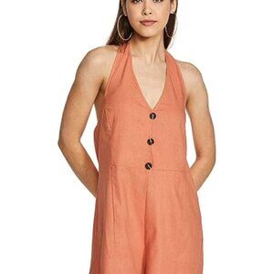 Cotton On Orange Linen Halter Romper Size Medium